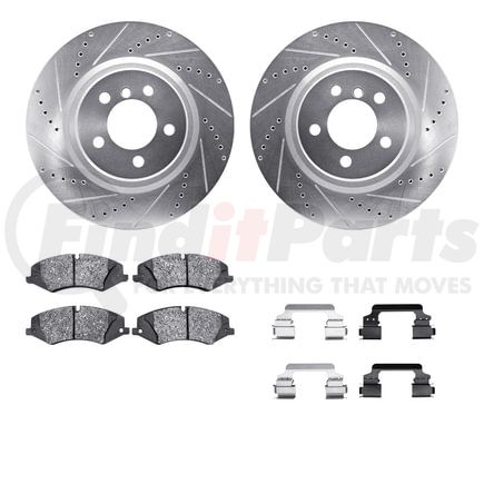 7512-11031 by DYNAMIC FRICTION COMPANY - Rotors-Drilled & Slotted-Silver w/ 5000 Advanced Brake Pads Incl Hdw