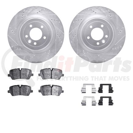 7512-11035 by DYNAMIC FRICTION COMPANY - Rotors-Drilled & Slotted-Silver w/ 5000 Advanced Brake Pads Incl Hdw