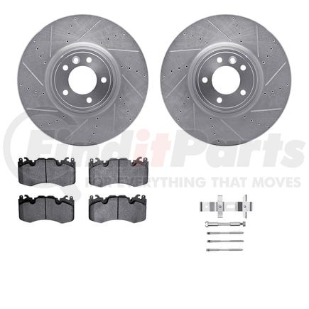 7512-11040 by DYNAMIC FRICTION COMPANY - Rotors-Drilled & Slotted-Silver w/ 5000 Advanced Brake Pads Incl Hdw