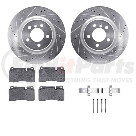 7512-11103 by DYNAMIC FRICTION COMPANY - Rotors-Drilled & Slotted-Silver w/ 5000 Advanced Brake Pads Incl Hdw