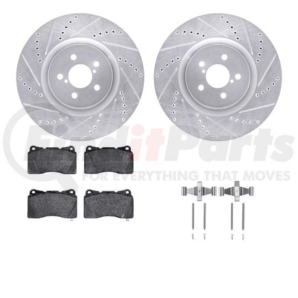 7512-13015 by DYNAMIC FRICTION COMPANY - Rotors-Drilled & Slotted-Silver w/ 5000 Advanced Brake Pads Incl Hdw