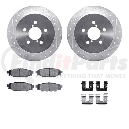 7512-13026 by DYNAMIC FRICTION COMPANY - Rotors-Drilled & Slotted-Silver w/ 5000 Advanced Brake Pads Incl Hdw