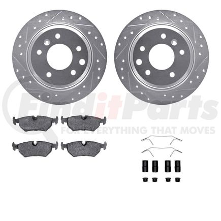 7512-20003 by DYNAMIC FRICTION COMPANY - Rotors-Drilled & Slotted-Silver w/ 5000 Advanced Brake Pads Incl Hdw