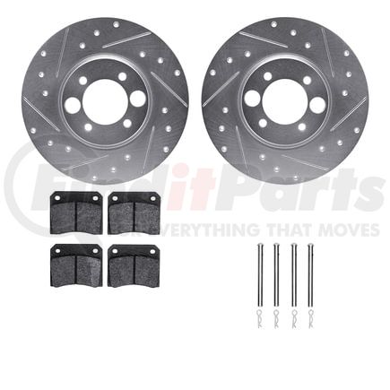 7512-20000 by DYNAMIC FRICTION COMPANY - Rotors-Drilled & Slotted-Silver w/ 5000 Advanced Brake Pads Incl Hdw