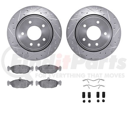 7512-20004 by DYNAMIC FRICTION COMPANY - Rotors-Drilled & Slotted-Silver w/ 5000 Advanced Brake Pads Incl Hdw
