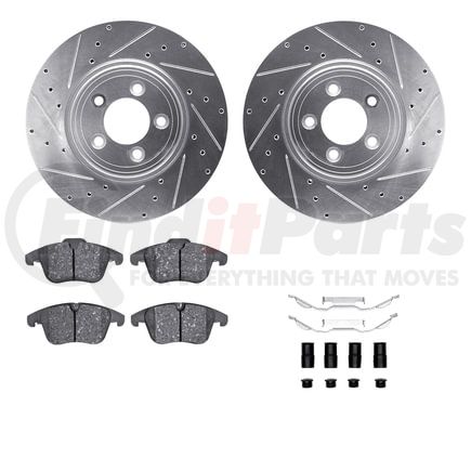 7512-20013 by DYNAMIC FRICTION COMPANY - Rotors-Drilled & Slotted-Silver w/ 5000 Advanced Brake Pads Incl Hdw