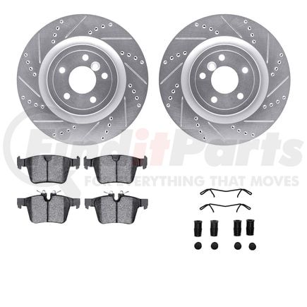 7512-20031 by DYNAMIC FRICTION COMPANY - Rotors-Drilled & Slotted-Silver w/ 5000 Advanced Brake Pads Incl Hdw