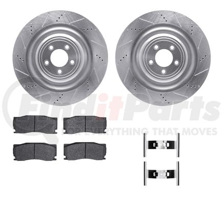 7512-20114 by DYNAMIC FRICTION COMPANY - Rotors-Drilled & Slotted-Silver w/ 5000 Advanced Brake Pads Incl Hdw