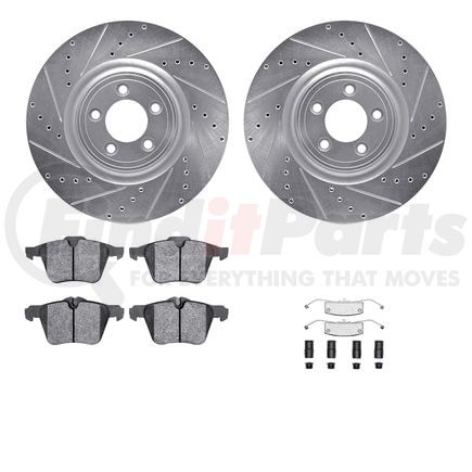 7512-20099 by DYNAMIC FRICTION COMPANY - Rotors-Drilled & Slotted-Silver w/ 5000 Advanced Brake Pads Incl Hdw