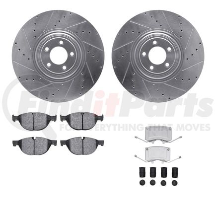 7512-20119 by DYNAMIC FRICTION COMPANY - Rotors-Drilled & Slotted-Silver w/ 5000 Advanced Brake Pads Incl Hdw