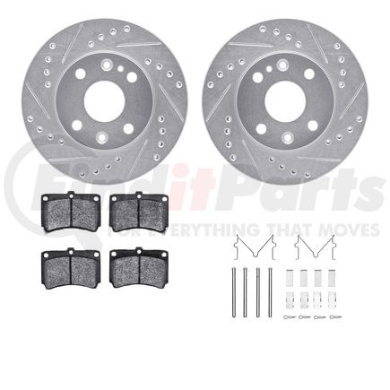 7512-21000 by DYNAMIC FRICTION COMPANY - Rotors-Drilled & Slotted-Silver w/ 5000 Advanced Brake Pads Incl Hdw