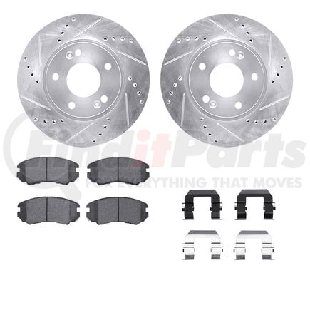 7512-21014 by DYNAMIC FRICTION COMPANY - Rotors-Drilled & Slotted-Silver w/ 5000 Advanced Brake Pads Incl Hdw