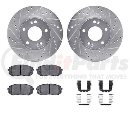 7512-21012 by DYNAMIC FRICTION COMPANY - Rotors-Drilled & Slotted-Silver w/ 5000 Advanced Brake Pads Incl Hdw