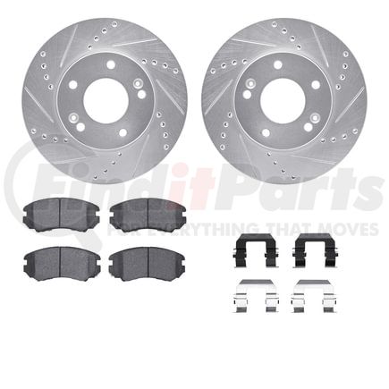 7512-21016 by DYNAMIC FRICTION COMPANY - Rotors-Drilled & Slotted-Silver w/ 5000 Advanced Brake Pads Incl Hdw