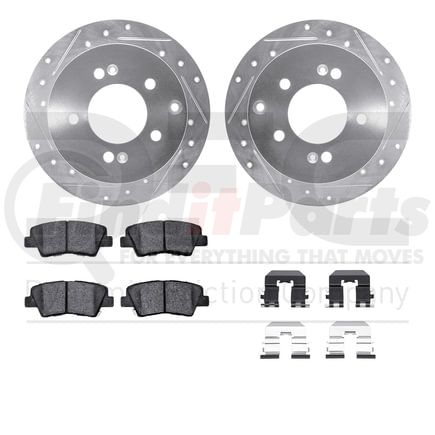 7512-21018 by DYNAMIC FRICTION COMPANY - Rotors-Drilled & Slotted-Silver w/ 5000 Advanced Brake Pads Incl Hdw