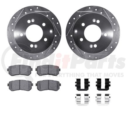 7512-21017 by DYNAMIC FRICTION COMPANY - Rotors-Drilled & Slotted-Silver w/ 5000 Advanced Brake Pads Incl Hdw