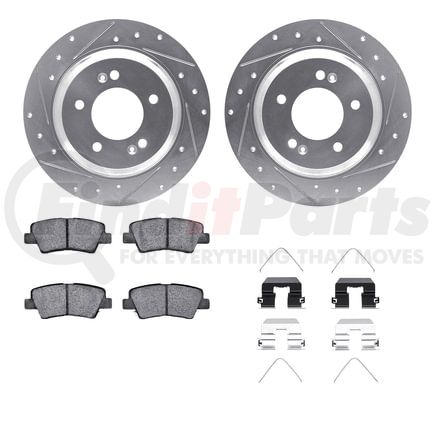 7512-21033 by DYNAMIC FRICTION COMPANY - Brake Rotor - Dimpled & Slotted - Silver w/5000 Brake Pads & HW Kit