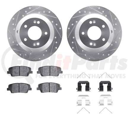 7512-21042 by DYNAMIC FRICTION COMPANY - Brake Rotor - Dimpled & Slotted - Silver w/5000 Brake Pads & HW Kit