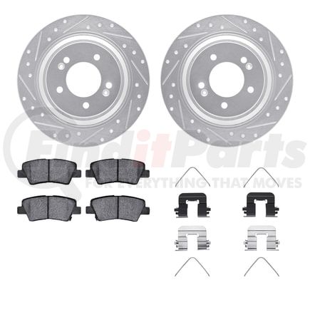 7512-21043 by DYNAMIC FRICTION COMPANY - Rotors-Drilled & Slotted-Silver w/ 5000 Advanced Brake Pads Incl Hdw