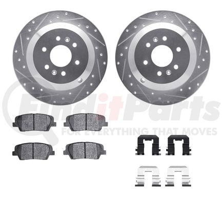 7512-21041 by DYNAMIC FRICTION COMPANY - Brake Rotor - Dimpled & Slotted - Silver w/5000 Brake Pads & HW Kit