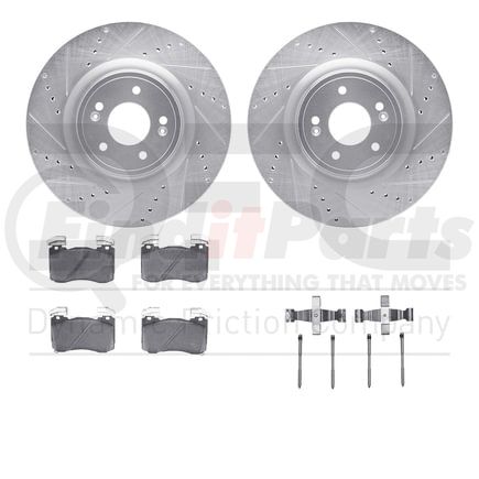 7512-21046 by DYNAMIC FRICTION COMPANY - Rotors-Drilled & Slotted-Silver w/ 5000 Advanced Brake Pads Incl Hdw