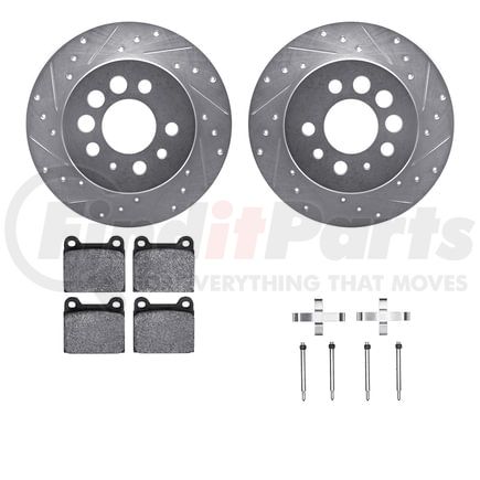 7512-27009 by DYNAMIC FRICTION COMPANY - Rotors-Drilled & Slotted-Silver w/ 5000 Advanced Brake Pads Incl Hdw