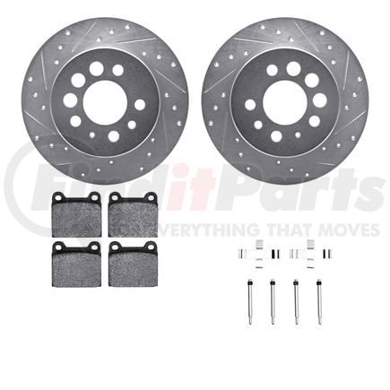 7512-27010 by DYNAMIC FRICTION COMPANY - Rotors-Drilled & Slotted-Silver w/ 5000 Advanced Brake Pads Incl Hdw