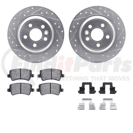 7512-27042 by DYNAMIC FRICTION COMPANY - Rotors-Drilled & Slotted-Silver w/ 5000 Advanced Brake Pads Incl Hdw