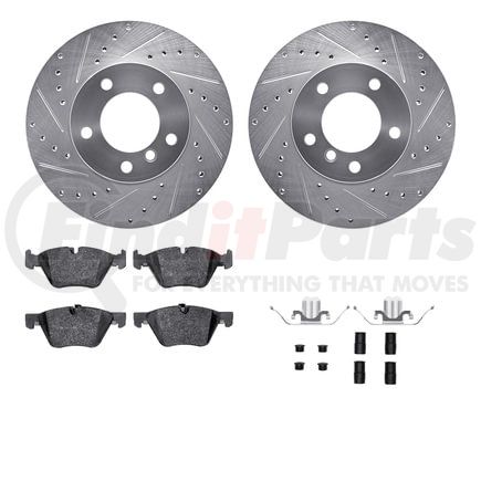 7512-31069 by DYNAMIC FRICTION COMPANY - Rotors-Drilled & Slotted-Silver w/ 5000 Advanced Brake Pads Incl Hdw