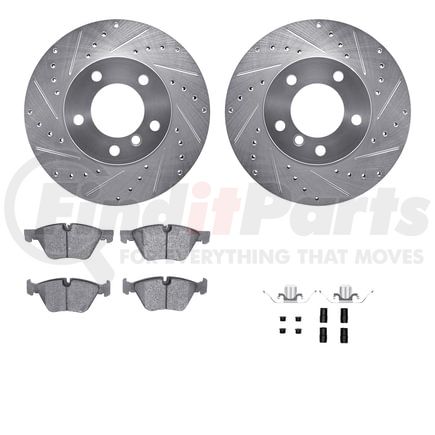 7512-31071 by DYNAMIC FRICTION COMPANY - Rotors-Drilled & Slotted-Silver w/ 5000 Advanced Brake Pads Incl Hdw