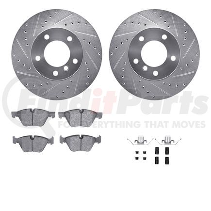 7512-31072 by DYNAMIC FRICTION COMPANY - Rotors-Drilled & Slotted-Silver w/ 5000 Advanced Brake Pads Incl Hdw