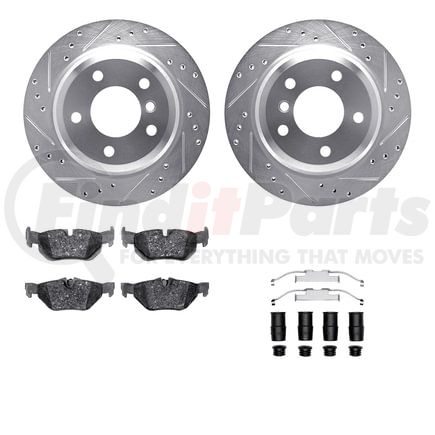 7512-31090 by DYNAMIC FRICTION COMPANY - Brake Rotor - Drilled & Slotted - Silver w/5000 Brake Pads & HW Kit