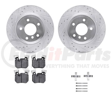 7512-31096 by DYNAMIC FRICTION COMPANY - Rotors-Drilled & Slotted-Silver w/ 5000 Advanced Brake Pads Incl Hdw