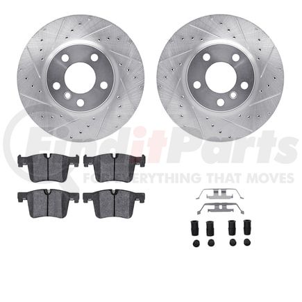 7512-31111 by DYNAMIC FRICTION COMPANY - Brake Rotor - Dimpled & Slotted - Silver w/5000 Brake Pads & HW Kit