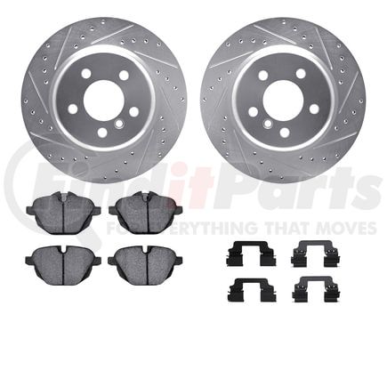 7512-31112 by DYNAMIC FRICTION COMPANY - Rotors-Drilled & Slotted-Silver w/ 5000 Advanced Brake Pads Incl Hdw