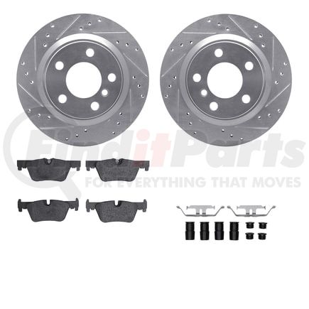 7512-31124 by DYNAMIC FRICTION COMPANY - Rotors-Drilled & Slotted-Silver w/ 5000 Advanced Brake Pads Incl Hdw