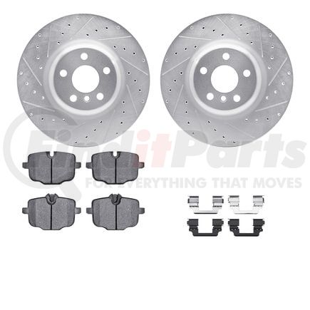 7512-31132 by DYNAMIC FRICTION COMPANY - Rotors-Drilled & Slotted-Silver w/ 5000 Advanced Brake Pads Incl Hdw