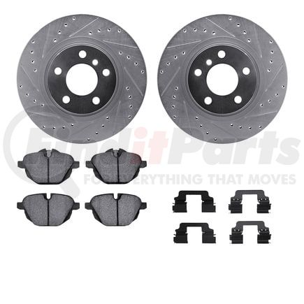 7512-31148 by DYNAMIC FRICTION COMPANY - Rotors-Drilled & Slotted-Silver w/ 5000 Advanced Brake Pads Incl Hdw