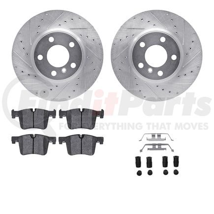 7512-31147 by DYNAMIC FRICTION COMPANY - Rotors-Drilled & Slotted-Silver w/ 5000 Advanced Brake Pads Incl Hdw