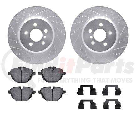 7512-31158 by DYNAMIC FRICTION COMPANY - Rotors-Drilled & Slotted-Silver w/ 5000 Advanced Brake Pads Incl Hdw