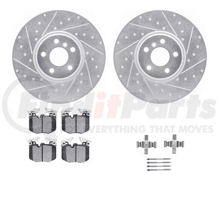 7512-31162 by DYNAMIC FRICTION COMPANY - Rotors-Drilled & Slotted-Silver w/ 5000 Advanced Brake Pads Incl Hdw