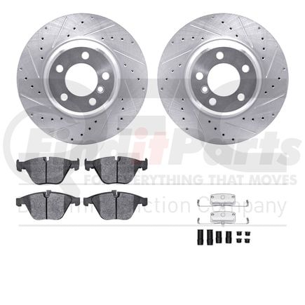 7512-31358 by DYNAMIC FRICTION COMPANY - Rotors-Drilled & Slotted-Silver w/ 5000 Advanced Brake Pads Incl Hdw