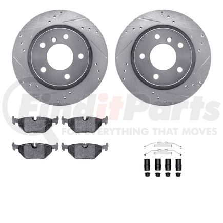 7512-31373 by DYNAMIC FRICTION COMPANY - Rotors-Drilled & Slotted-Silver w/ 5000 Advanced Brake Pads Incl Hdw