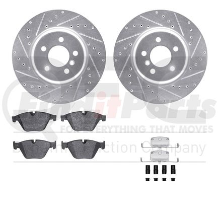 7512-31504 by DYNAMIC FRICTION COMPANY - Rotors-Drilled & Slotted-Silver w/ 5000 Advanced Brake Pads Incl Hdw