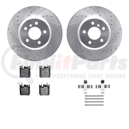 7512-31590 by DYNAMIC FRICTION COMPANY - Rotors-Drilled & Slotted-Silver w/ 5000 Advanced Brake Pads Incl Hdw