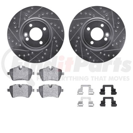7512-32000 by DYNAMIC FRICTION COMPANY - Rotors-Drilled & Slotted-Silver w/ 5000 Advanced Brake Pads Incl Hdw