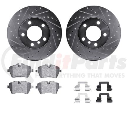 7512-32010 by DYNAMIC FRICTION COMPANY - Rotors-Drilled & Slotted-Silver w/ 5000 Advanced Brake Pads Incl Hdw