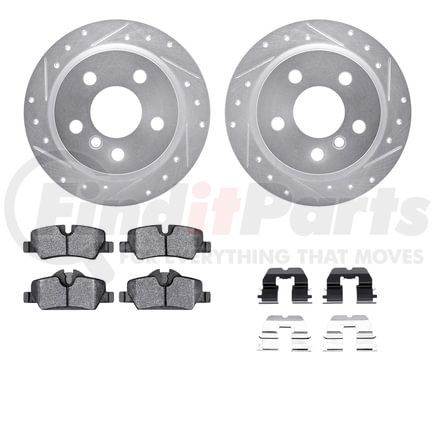 7512-32016 by DYNAMIC FRICTION COMPANY - Rotors-Drilled & Slotted-Silver w/ 5000 Advanced Brake Pads Incl Hdw