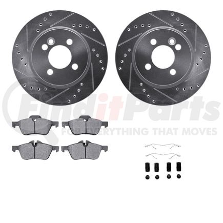 7512-32043 by DYNAMIC FRICTION COMPANY - Rotors-Drilled & Slotted-Silver w/ 5000 Advanced Brake Pads Incl Hdw