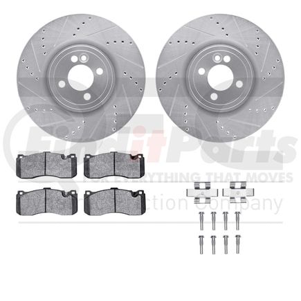 7512-32089 by DYNAMIC FRICTION COMPANY - Rotors-Drilled & Slotted-Silver w/ 5000 Advanced Brake Pads Incl Hdw